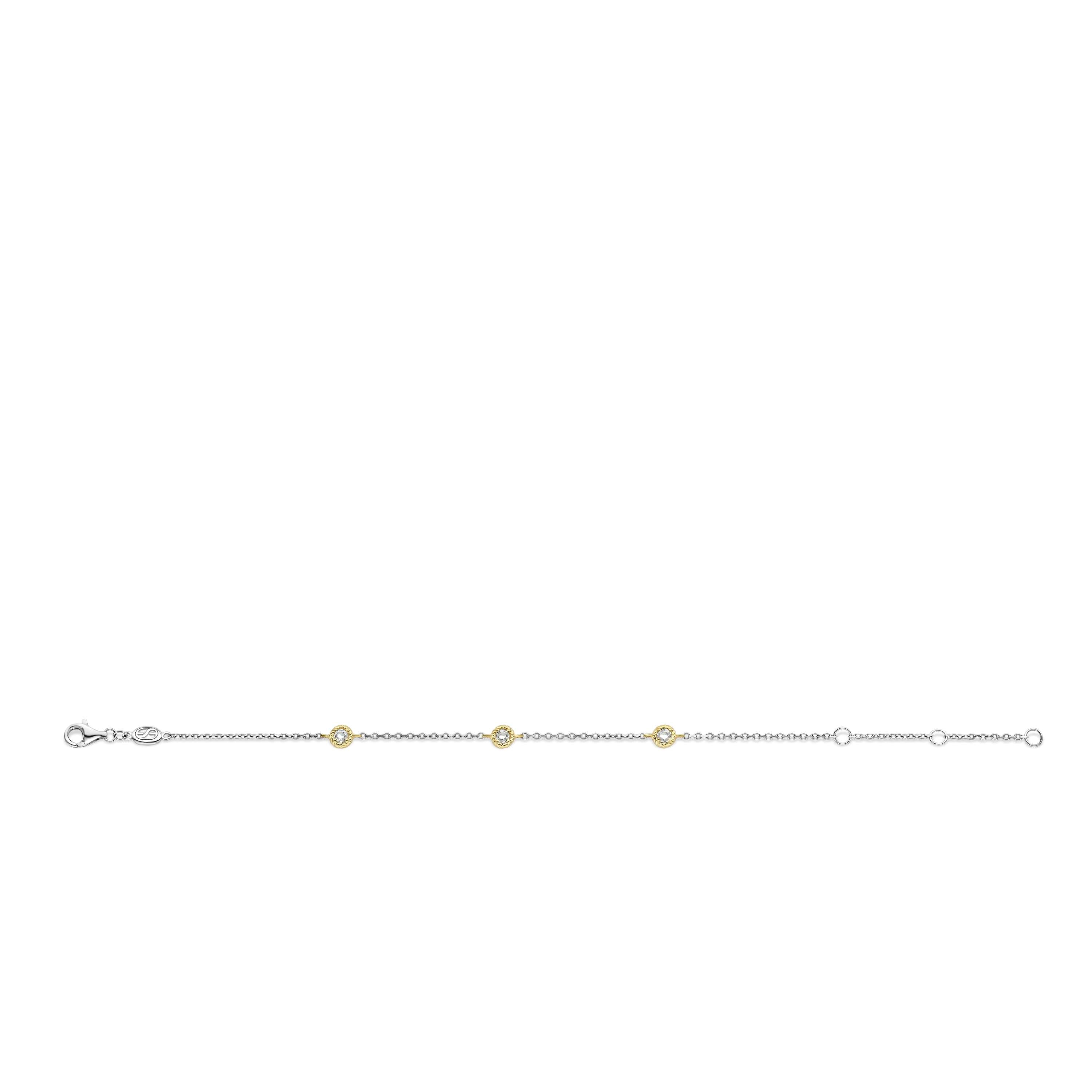 Ti Sento Sterling Silver & Yellow Gold Plated Cubic Zirconia Chain Bracelet