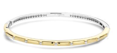 Ti Sento Bangle - Cubic Zirconia, Silver & Gold Bracelet