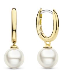 Ti Sento Pearl Drop Earrings - Silver & Gold