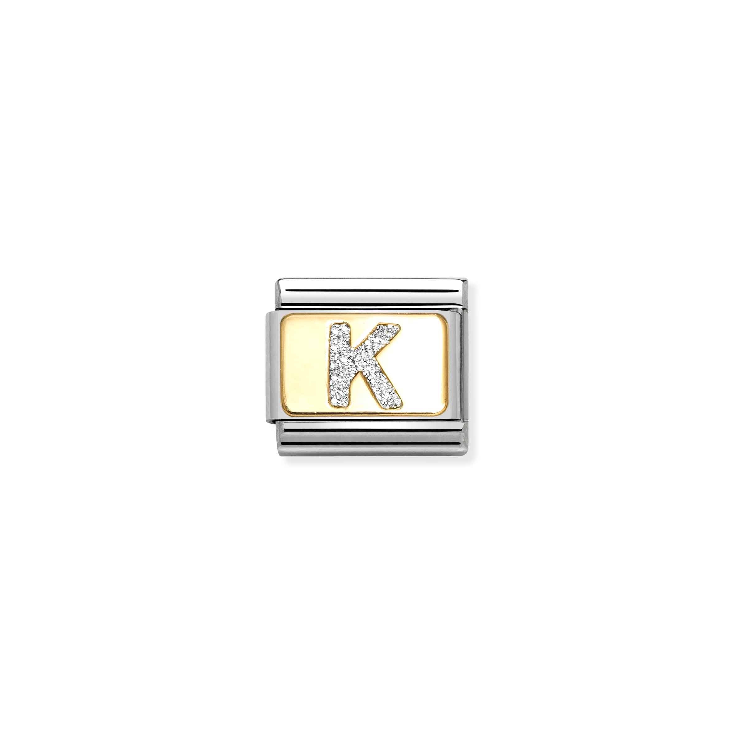 Nomination Composable Classic Yellow Gold & Steel Glitter Letter K Charm
