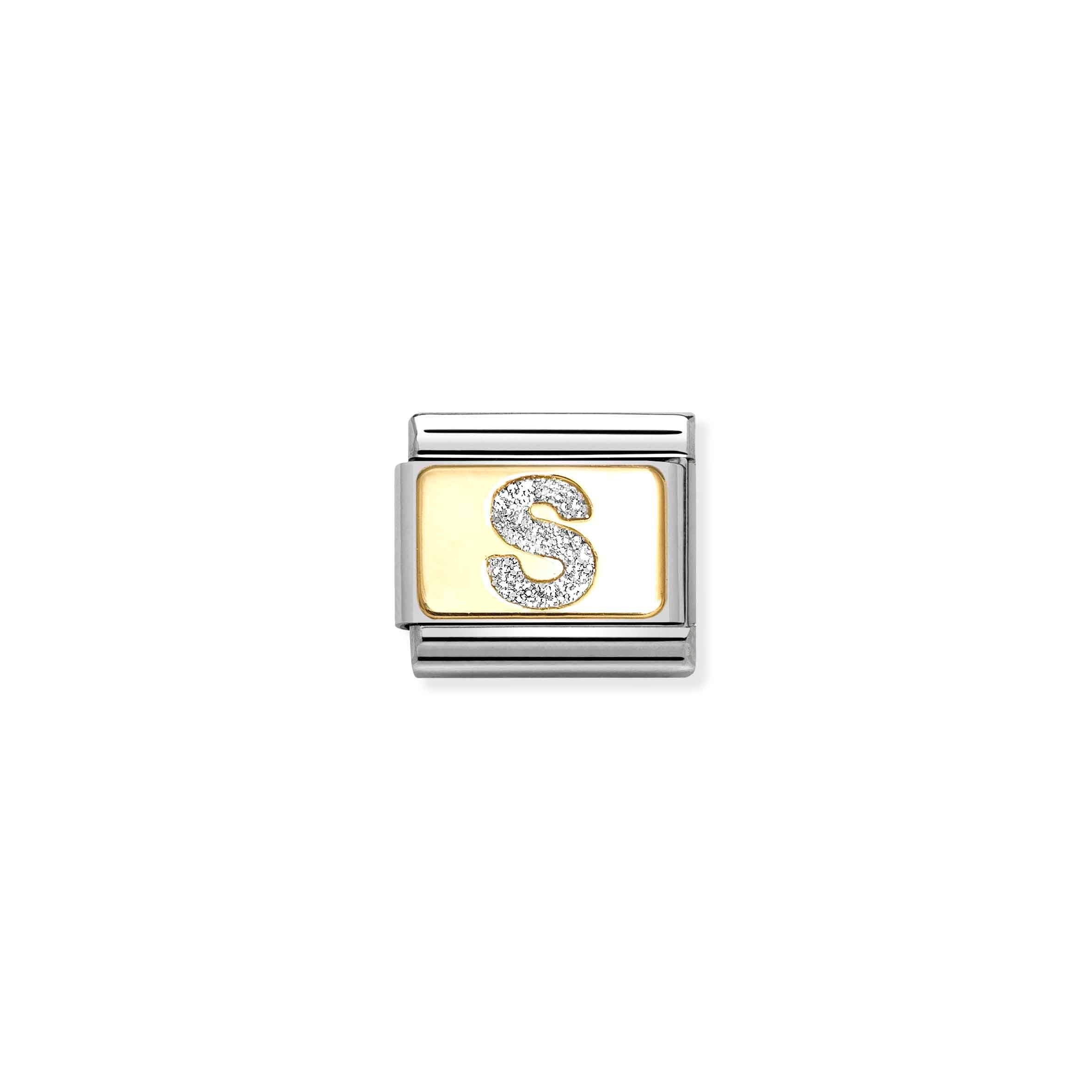 Nomination Composable Classic Glitter Letter 'S' Charm Link