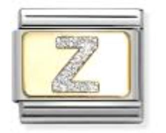 Nomination Composable Classic Glitter Letter Z Charm - Stainless Steel & Yellow Gold with Glitter Enamel