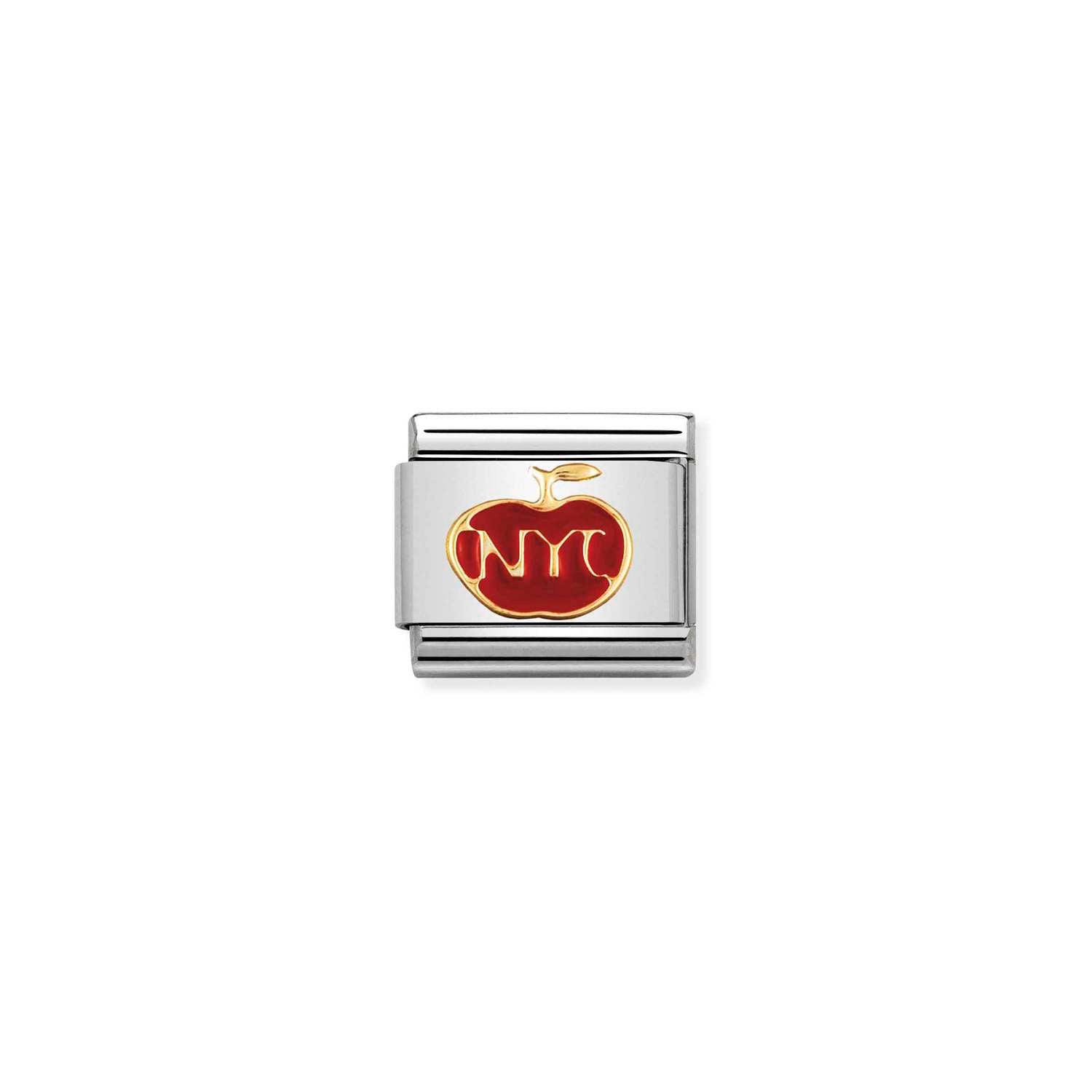 Nomination Composable Classic 'The Big Apple' Stainless Steel & Yellow Gold Charm