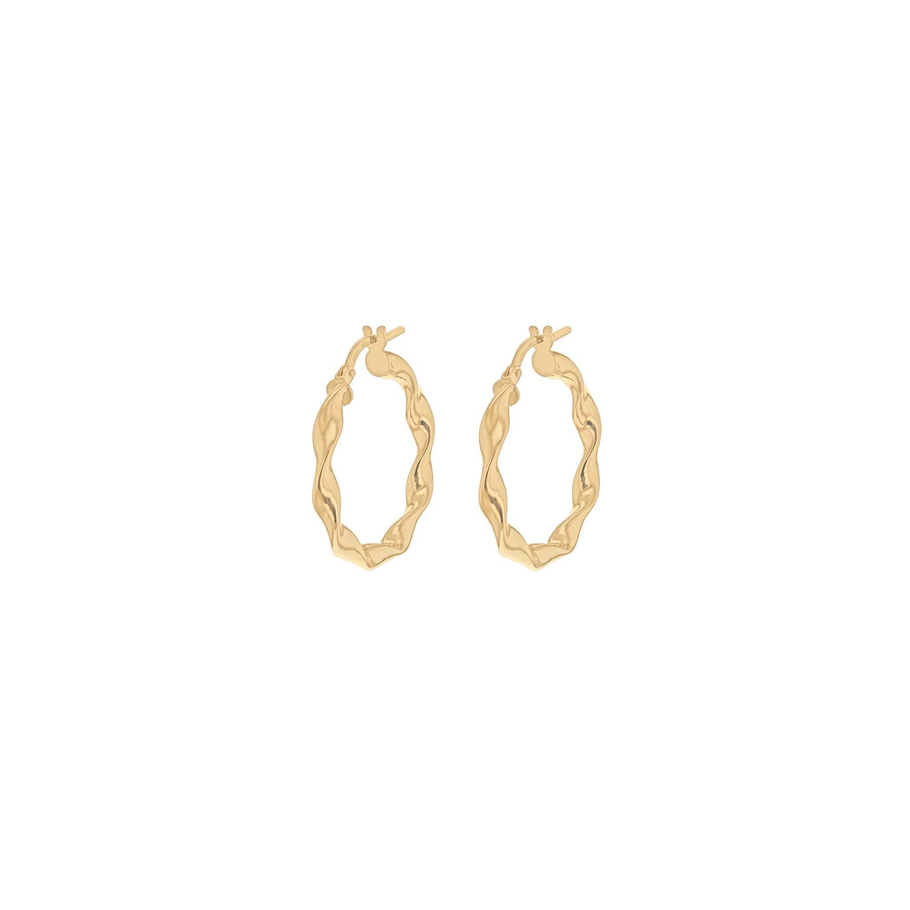 9ct Yellow Gold Twist Round Hoop Earrings 22.5mm
