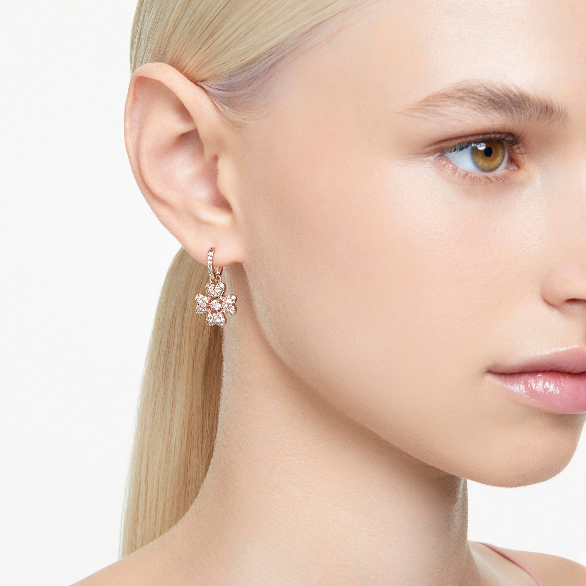 Swarovski Idyllia Drop Ergs,Clover,ROS/White CRY Earrings