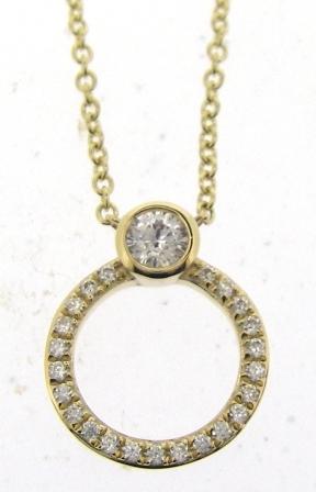 9ct Yellow Gold Cubic Zirconia Circle Necklace