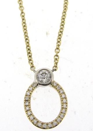 Elegant 9ct Two-Tone Gold Cubic Zirconia Open Oval Necklace