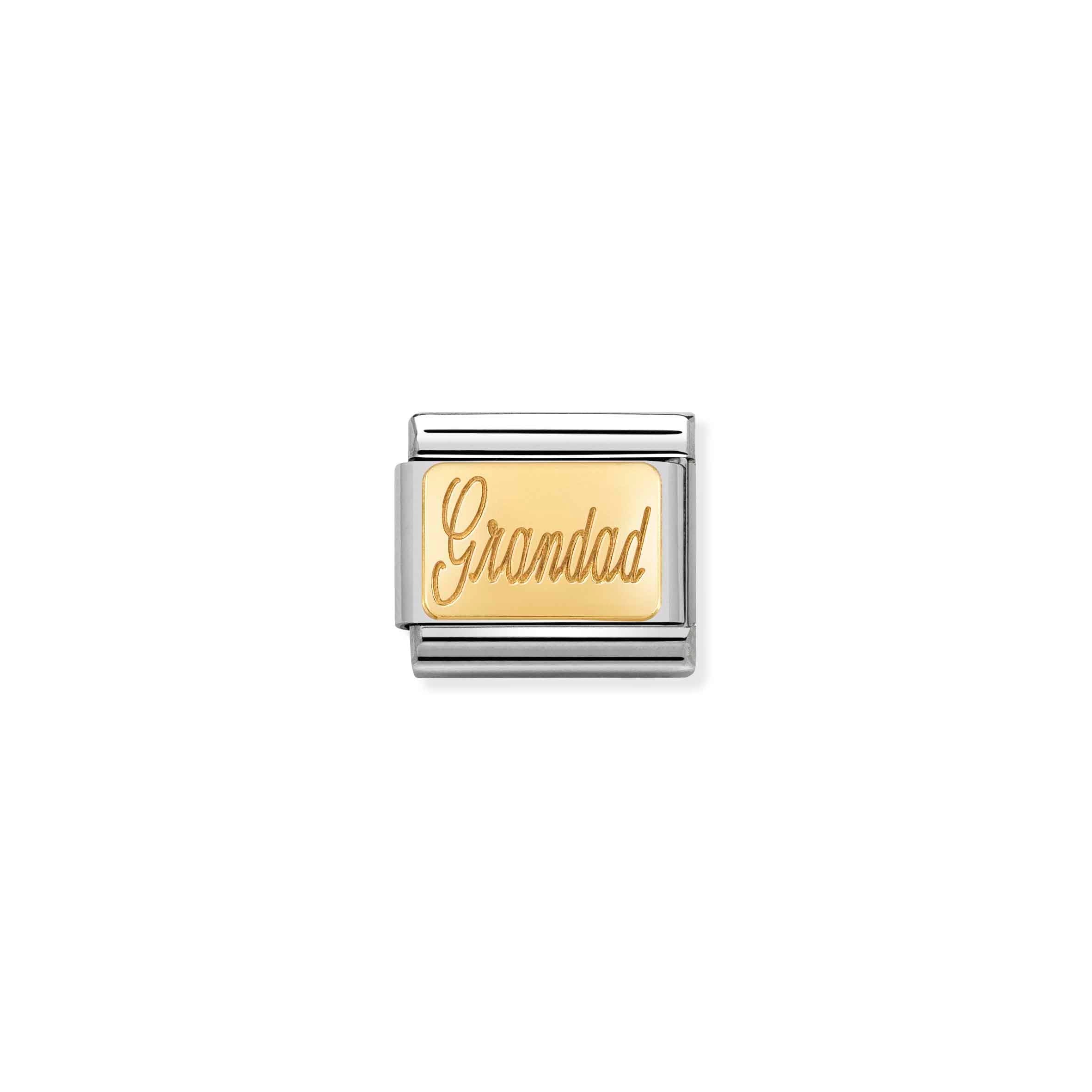 Nomination Composable Classic 'Grandad' Engraved Link in Stainless Steel and Yellow Gold