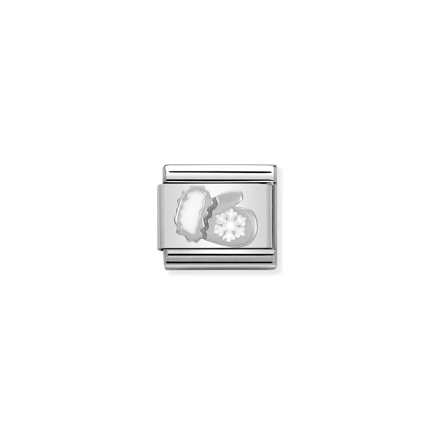 Nomination Composable Classic Glove with Snowflake Charm - Stainless Steel & Sterling Silver with Enamel