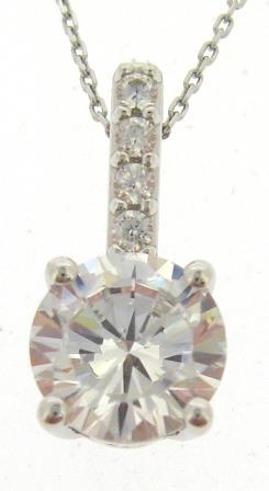 Classic 9ct White Gold Round Solitaire Cubic Zirconia Pendant
