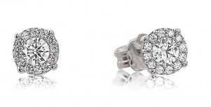 14ct White Gold Cubic Zirconia Halo Stud Earrings