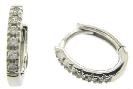 14ct White Gold Cubic Zirconia Hoop Earrings 6x8mm