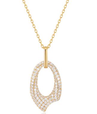 Ania Haie Silver and Yellow Gold Plated Cubic Zirconia Pave Arrow Pendant 45-50mm