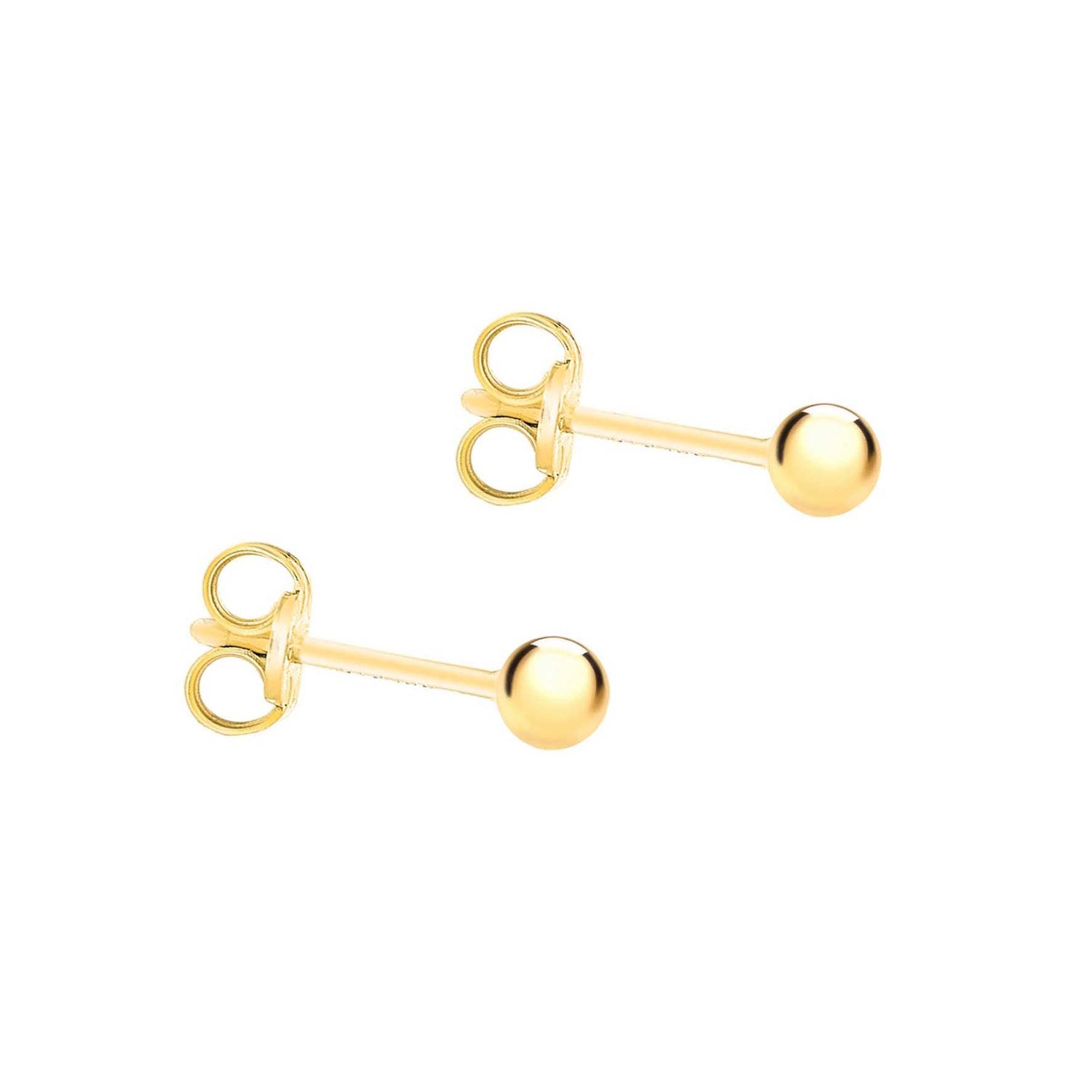 9ct Yellow Gold Ball Stud Earrings 3mm