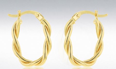 9ct Yellow Gold Twisted Hoop Earrings