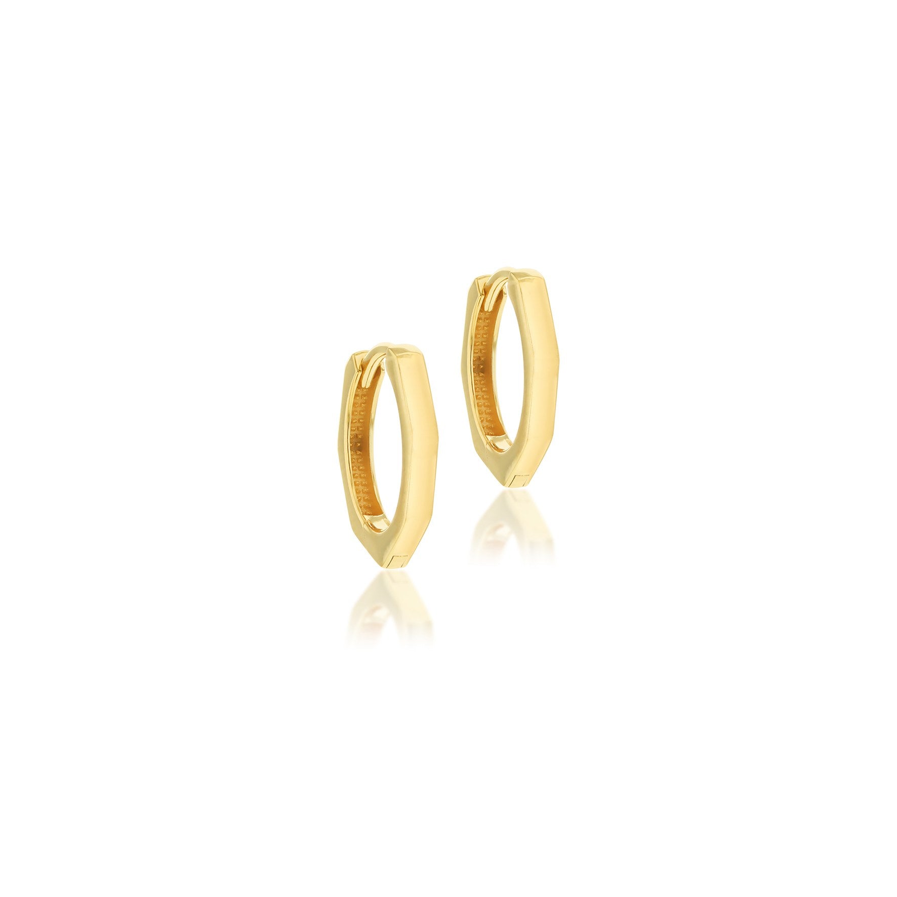 9ct Yellow Gold Hexagon Huggy Earrings 12.5mm
