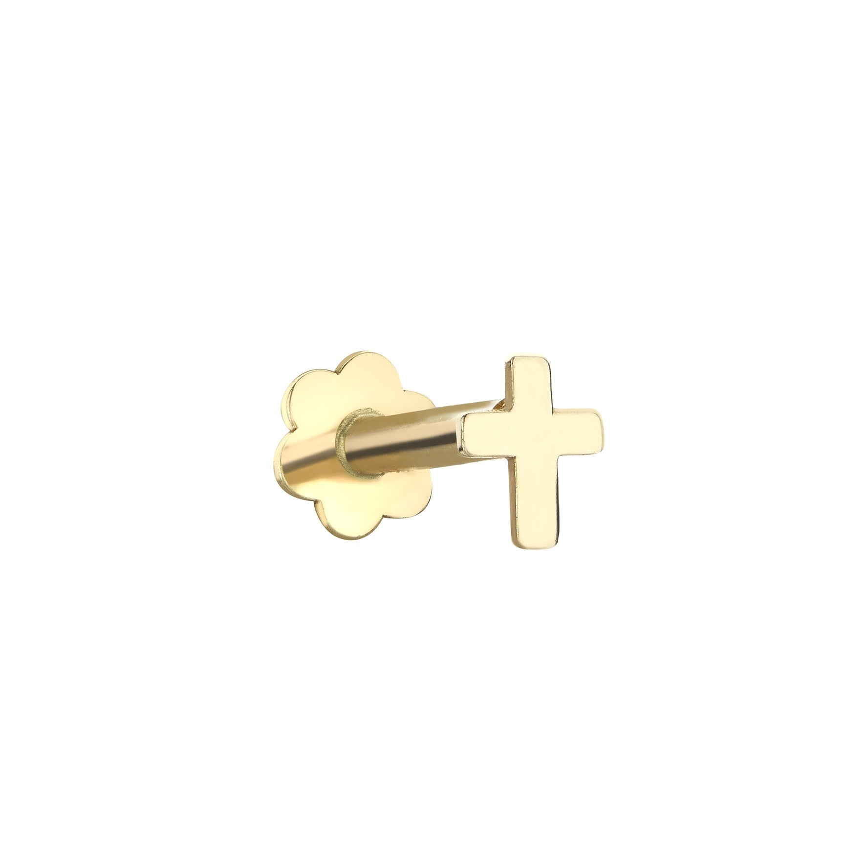 9ct Yellow Gold Cross Stud Earring