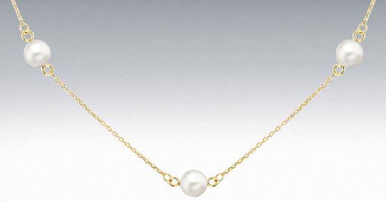 9ct Yellow Gold Fresh Water Pearl Station Necklace