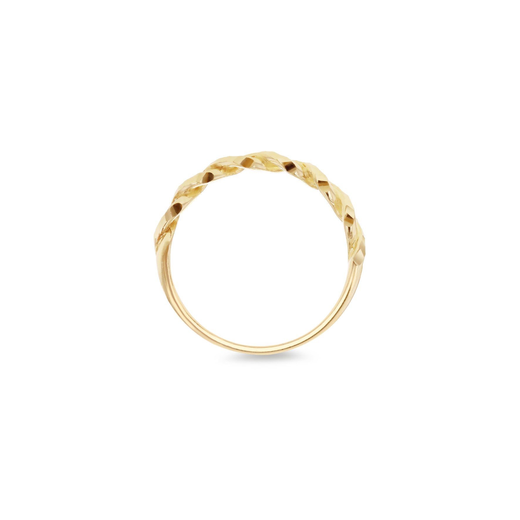 9ct Yellow Gold Diamond Cut Half Twist Ring