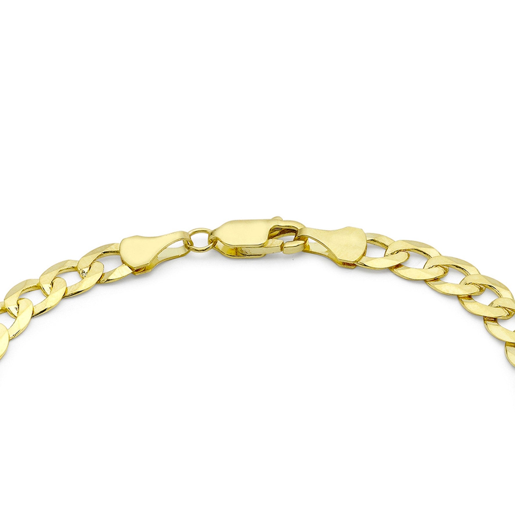 Sterling Silver Yellow Gold Plated Curb Link Bracelet 8'