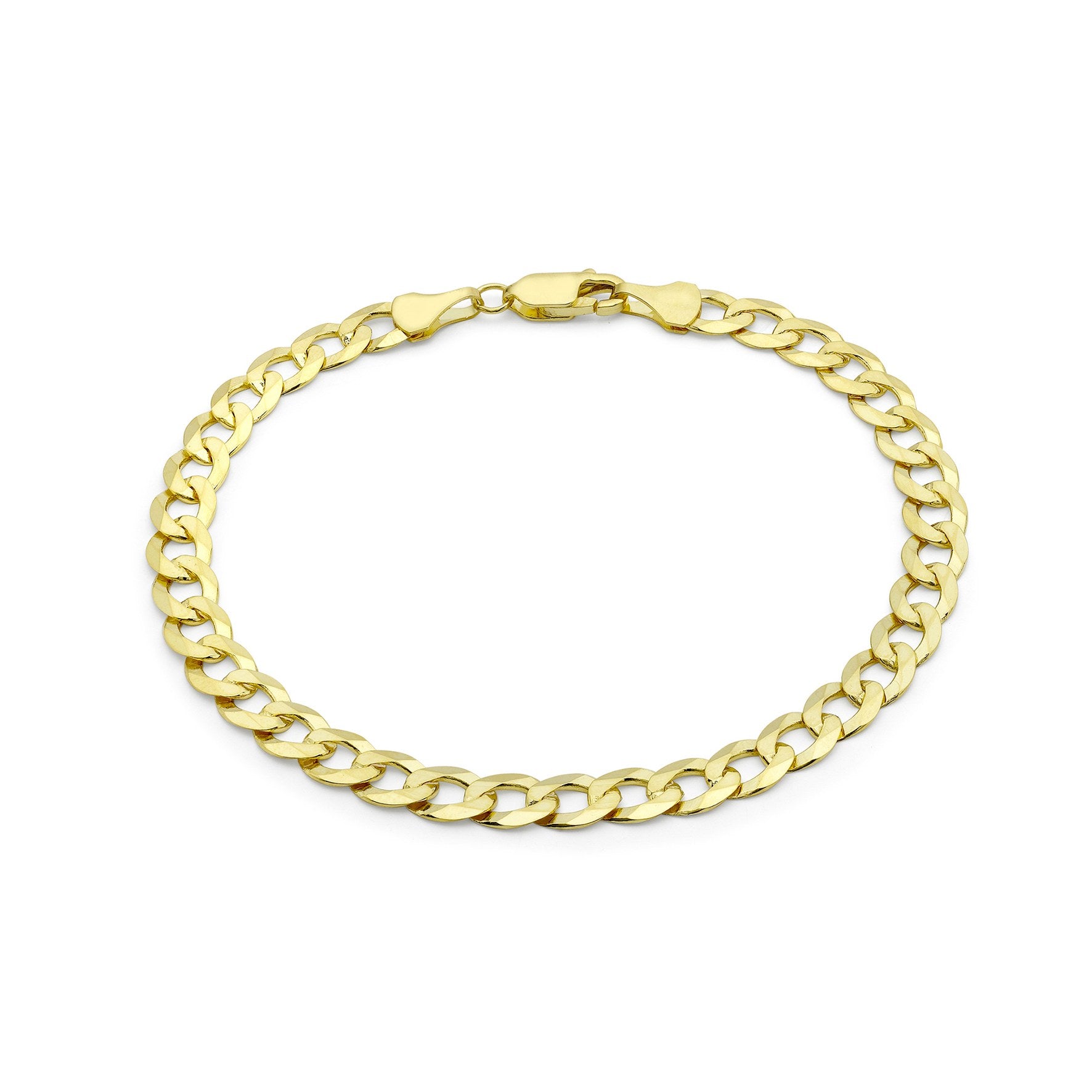 Sterling Silver Yellow Gold Plated Curb Link Bracelet 8'