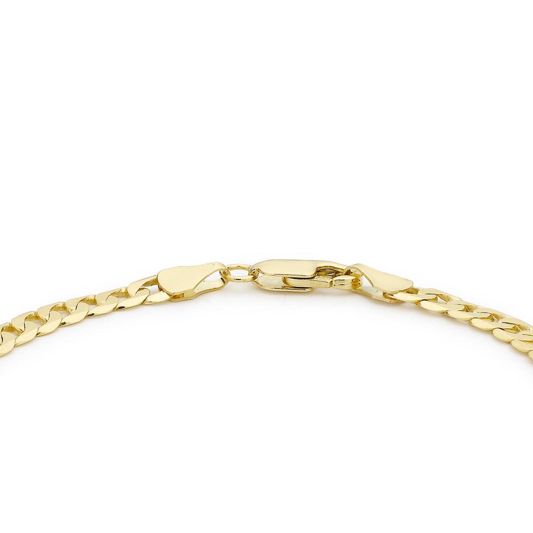 Sterling Silver Yellow Gold Plated Curb Link Bracelet 8'