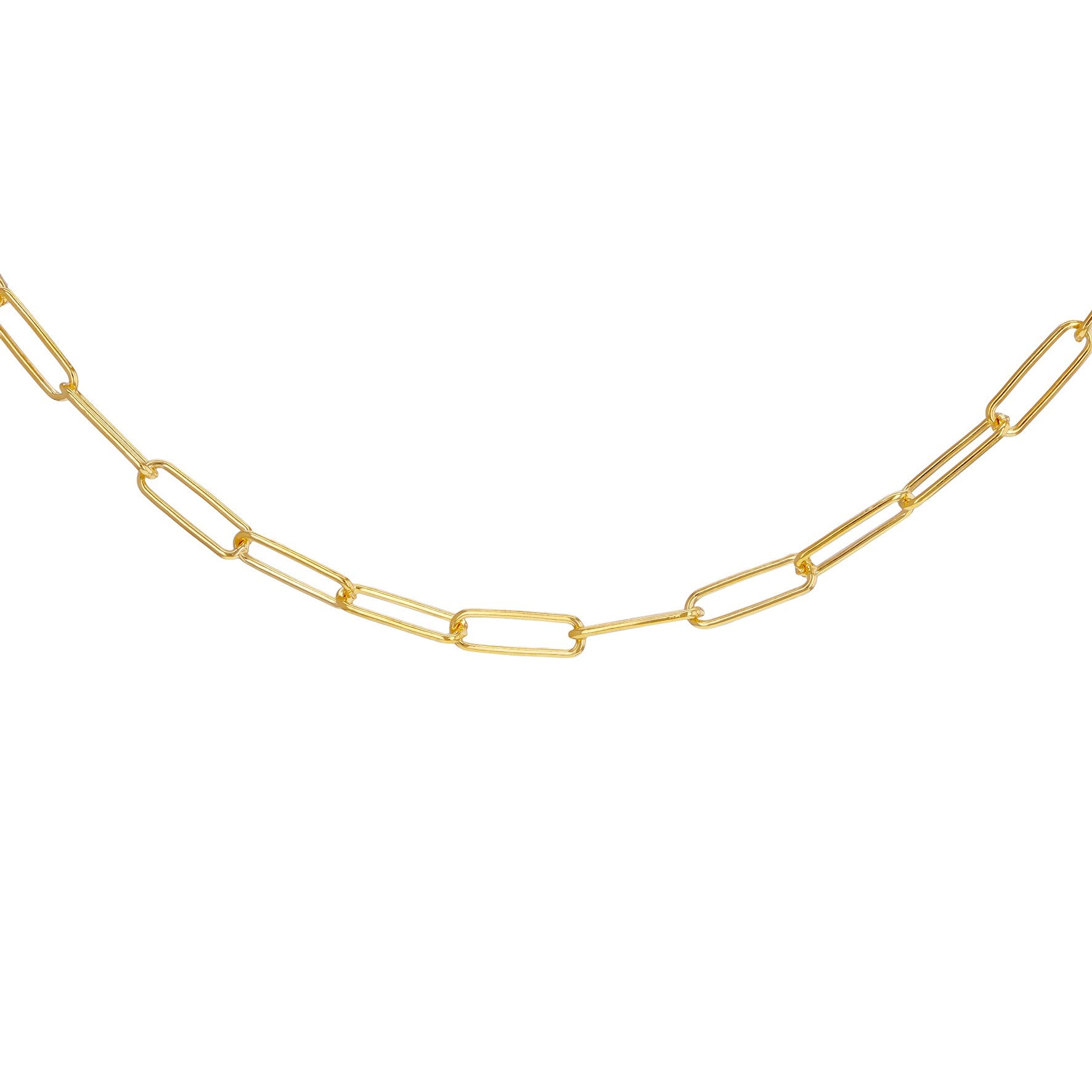 Sterling Silver Yellow Gold Plated Paperlink Chain Necklace 18'