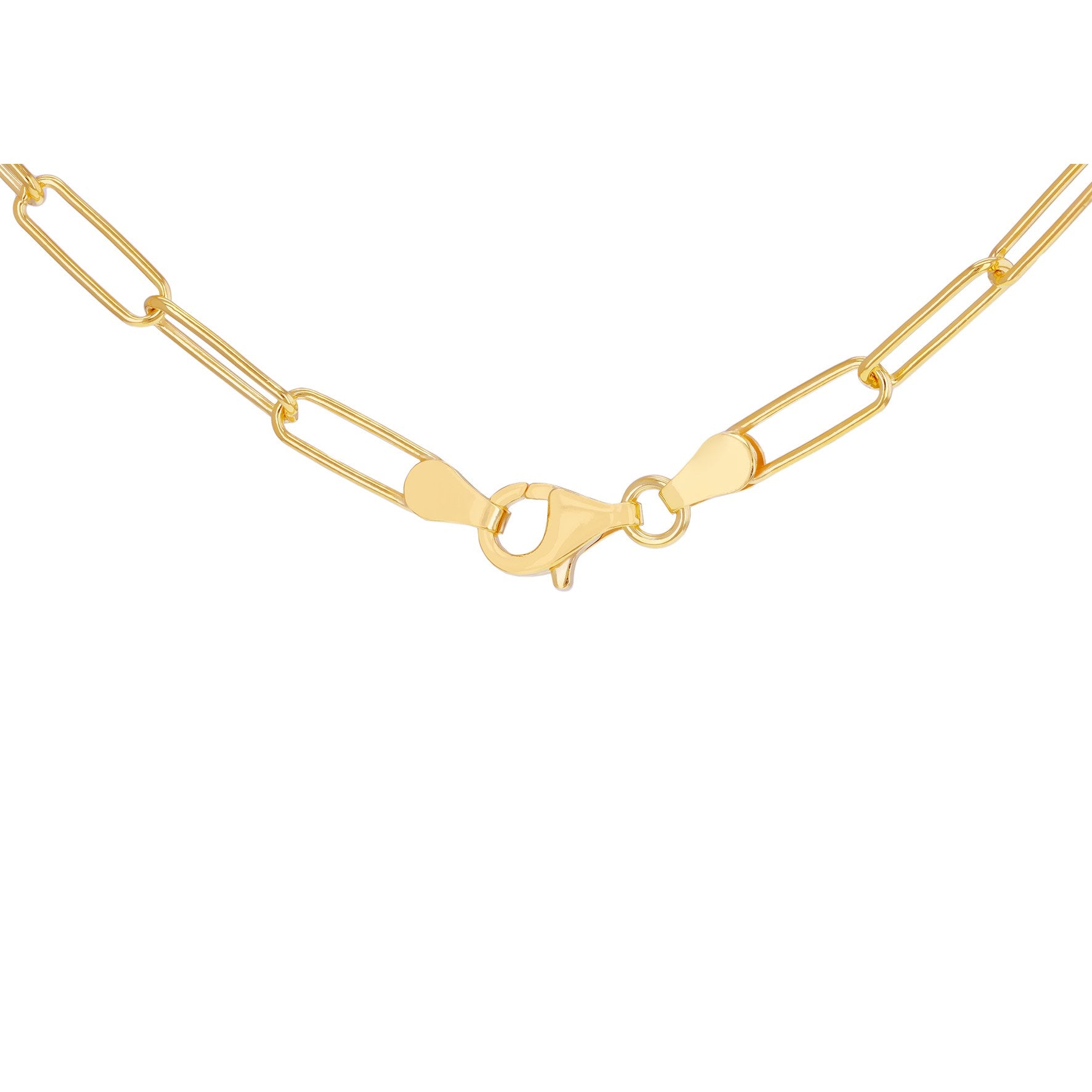 Sterling Silver Yellow Gold Plated Paperlink Chain Necklace 18'