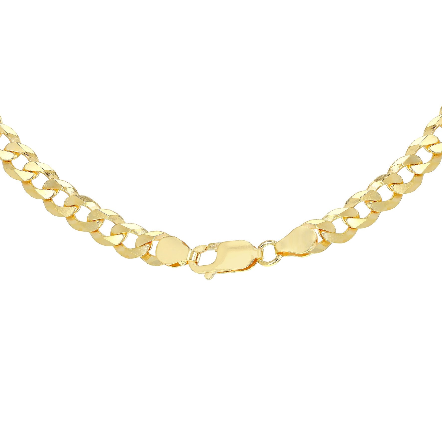 Sterling Silver Yellow Gold Plated Curb Chain 20'