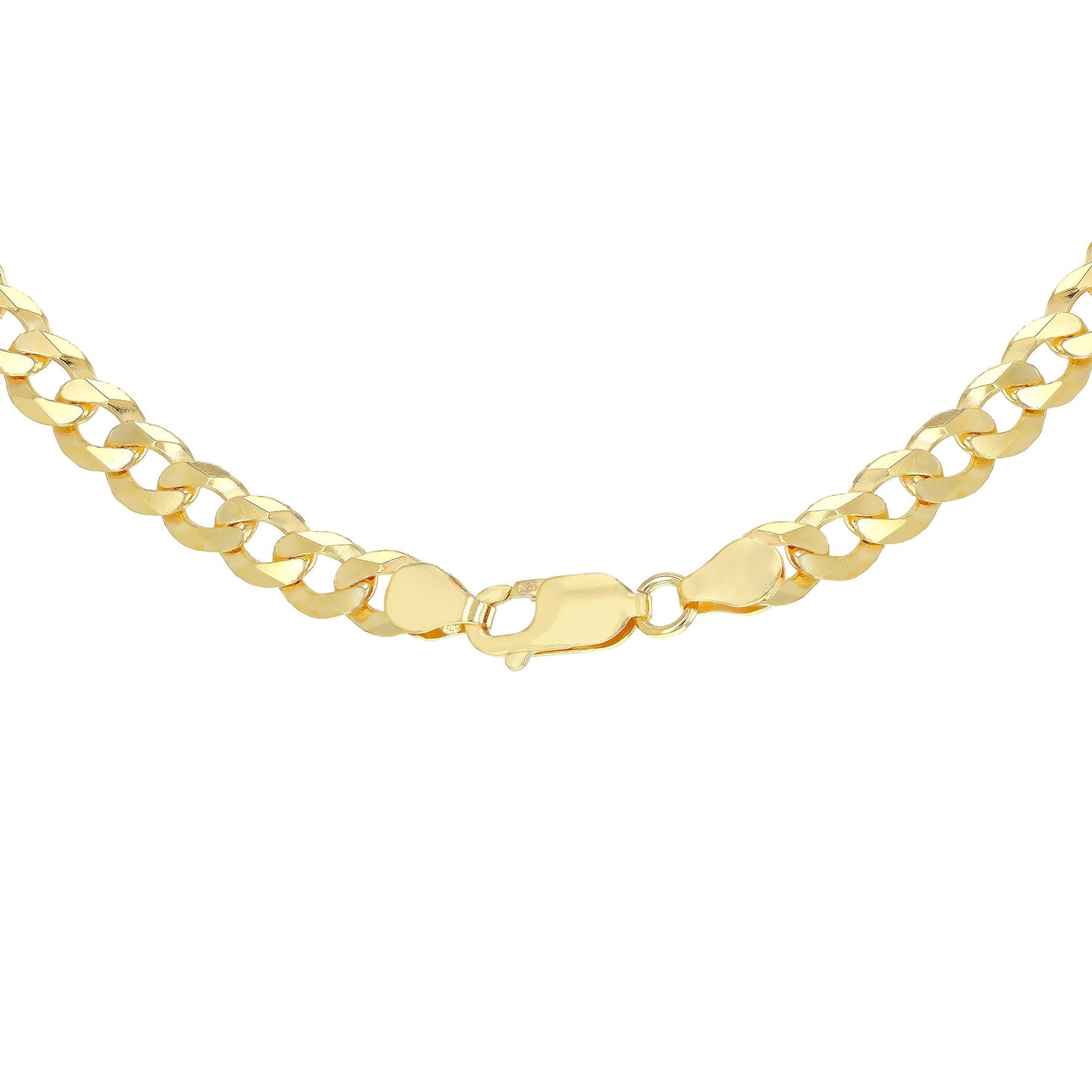 Sterling Silver Yellow Gold Plated Curb Chain 22'