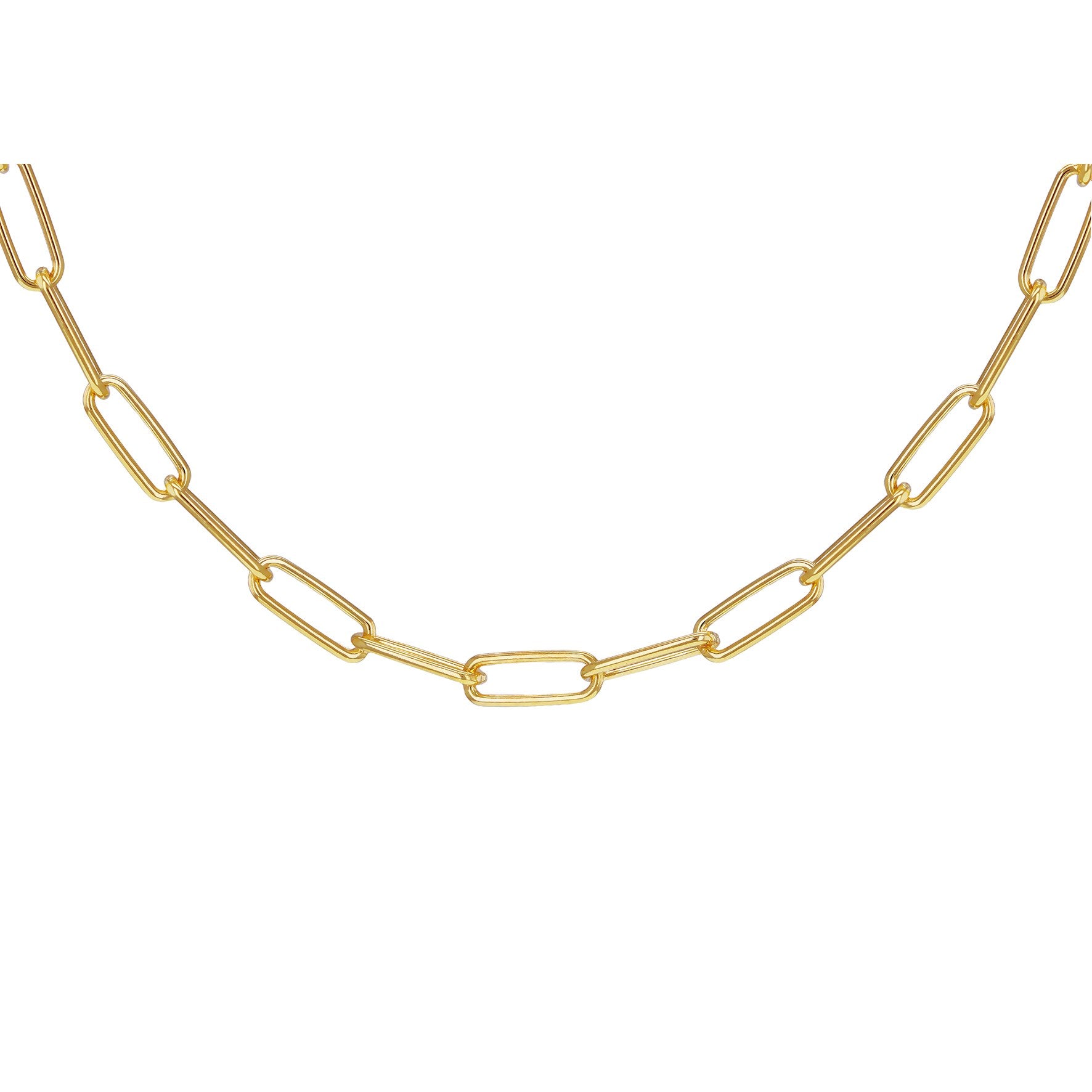 Sterling Silver Yellow Gold Plated Paperlink Chain Necklace 18'