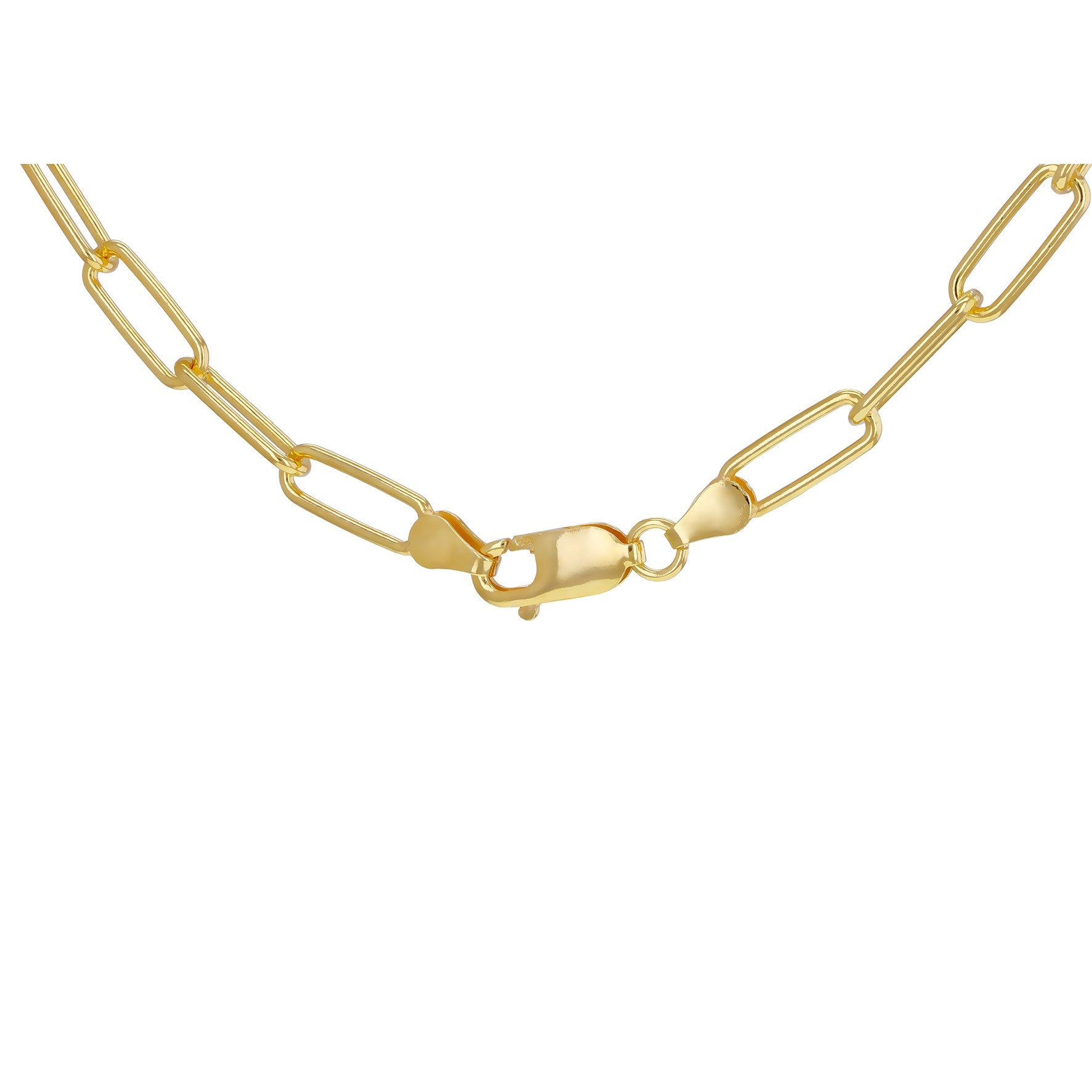 Sterling Silver Yellow Gold Plated Paperlink Chain Necklace 18'