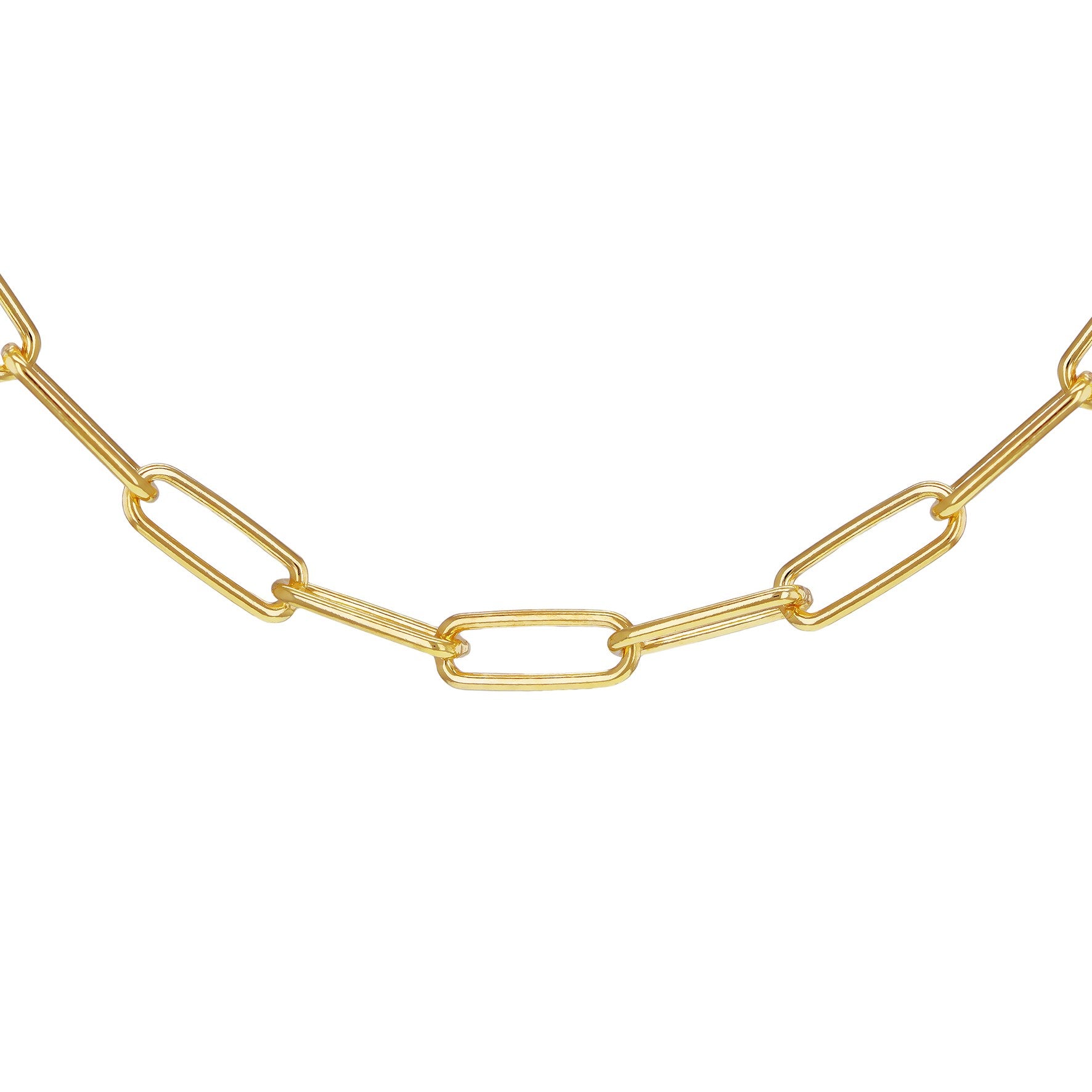 Sterling Silver Yellow Gold Plated Paperlink Chain Necklace 18'