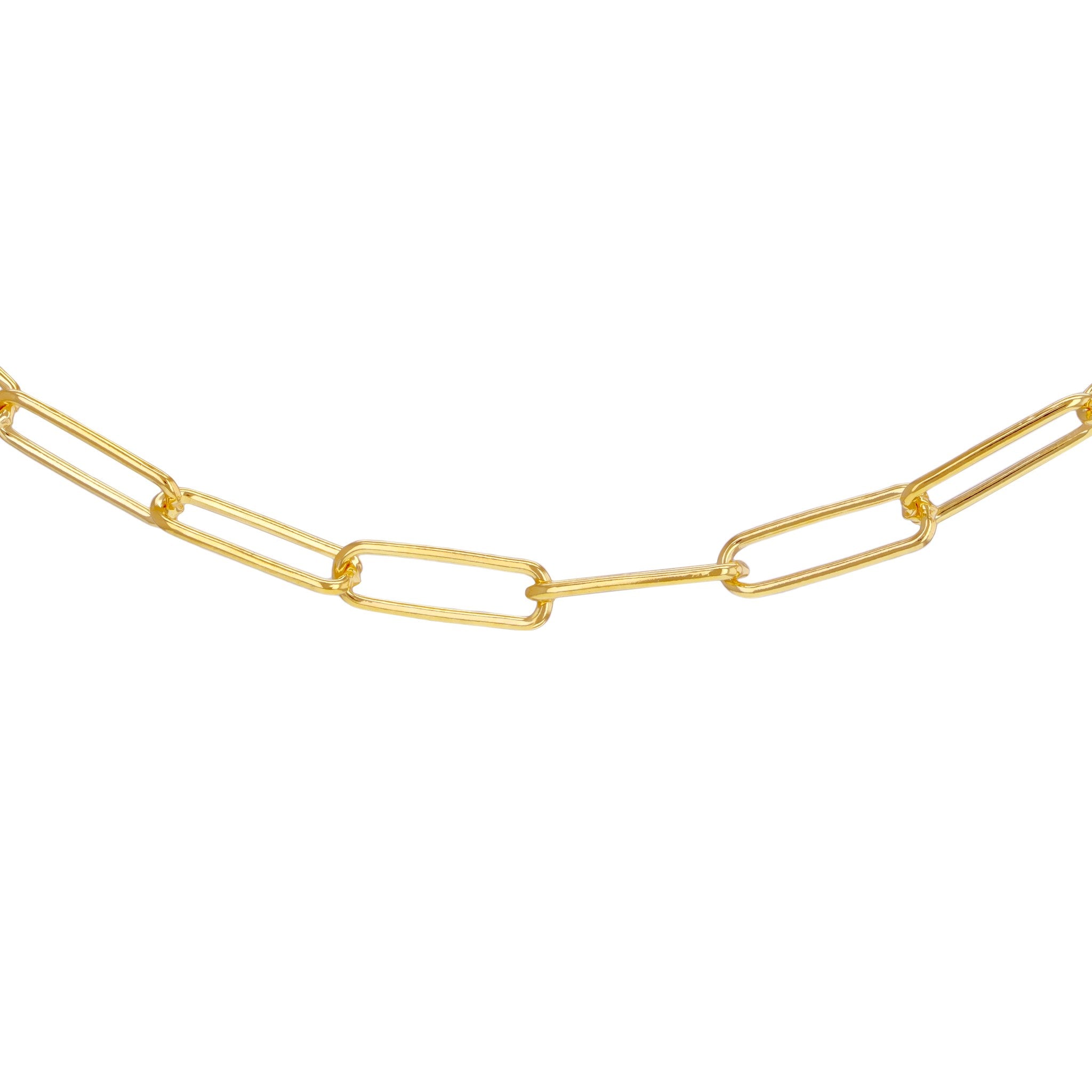 Sterling Silver Yellow Gold Plated Paperlink Chain Necklace 20'