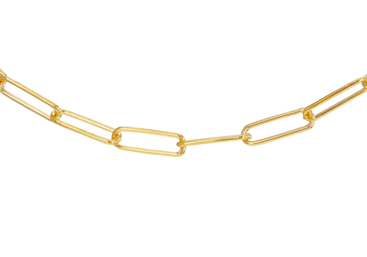 Sterling Silver Yellow Gold Plated Paperlink Chain Necklace 20'