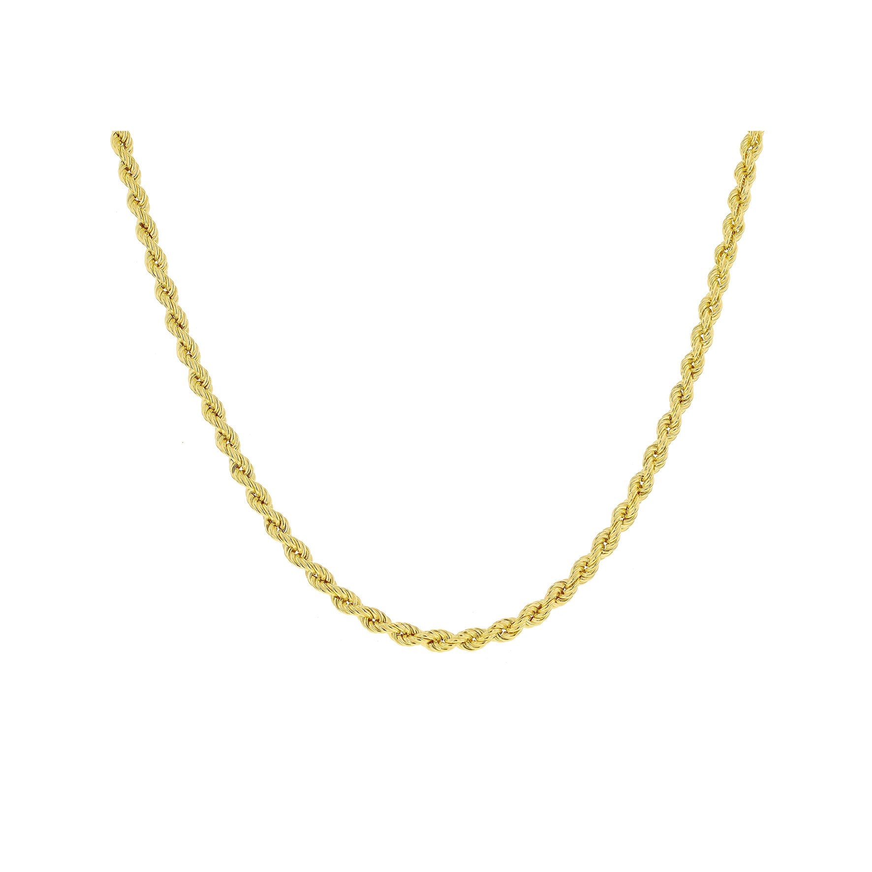 Sterling Silver Yellow Gold Plated Hollow Rope Necklace 18'