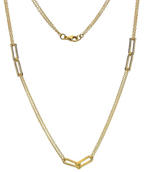 Radiant 9ct Yellow Gold Double Strand Oblong Link Necklace