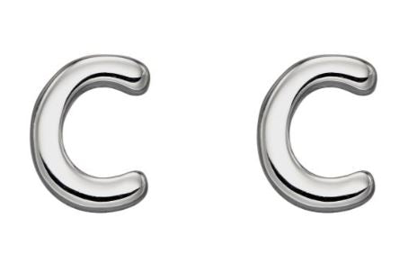 Sterling Silver Initial 'C' Stud Earrings