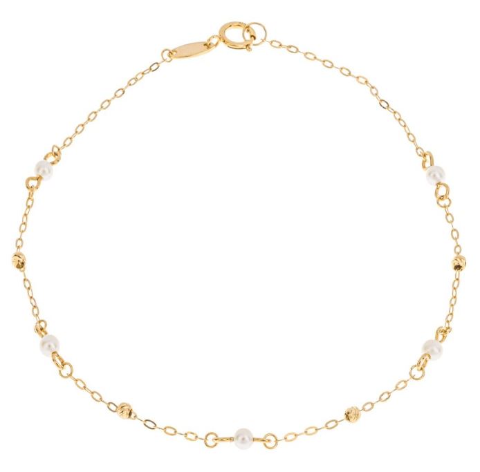 9ct Yellow Gold Freshwater Pearl Station Bracelet