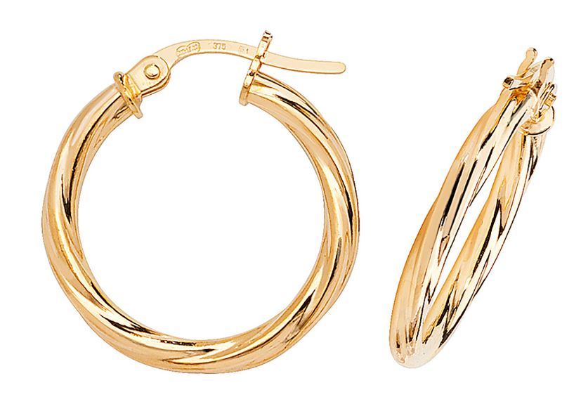 14ct Yellow Gold Cubic Zirconia Hoop Earrings