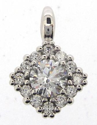 14ct White Gold Cubic Zirconia Cluster Pendant