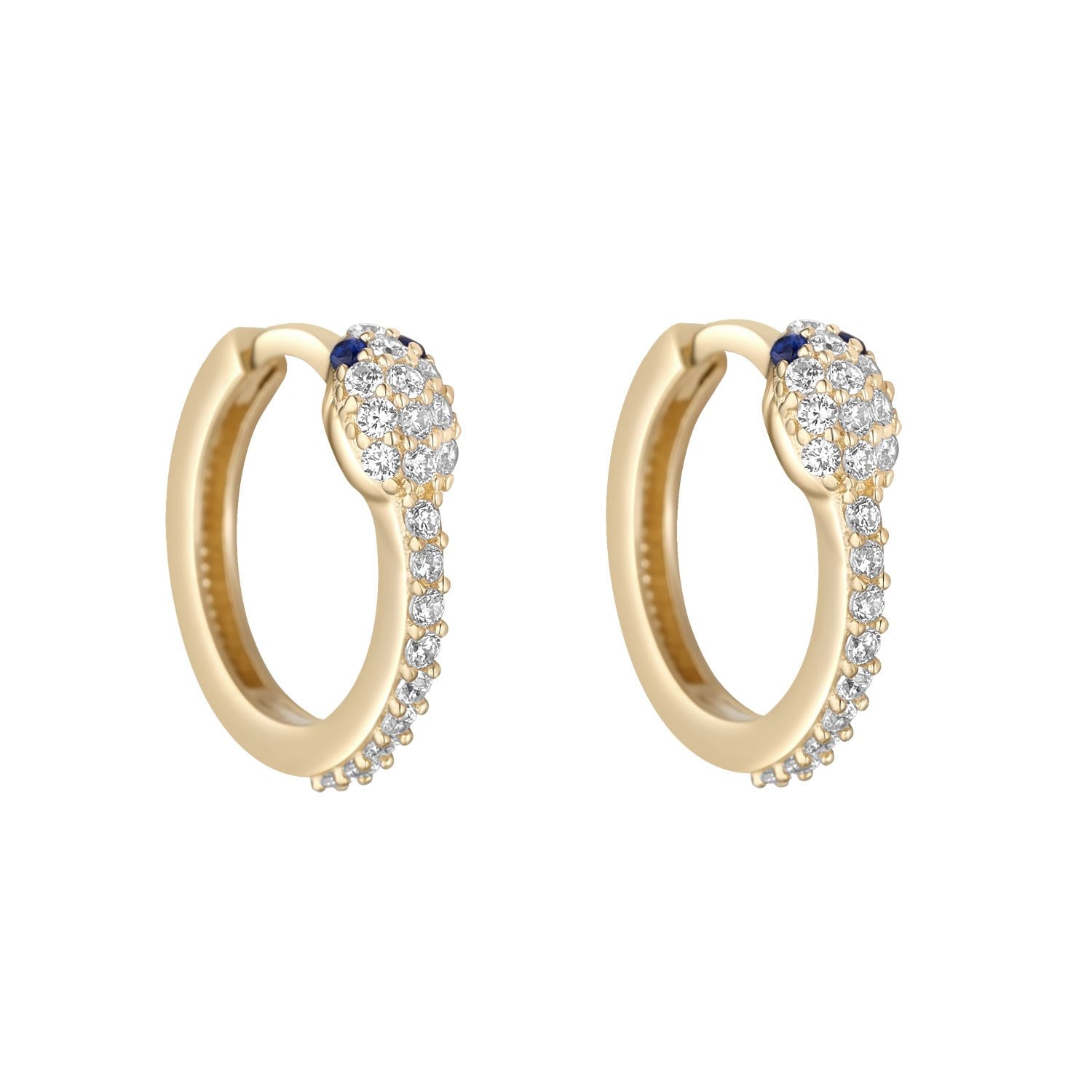 9ct Yellow Gold Cubic Zirconia Snake Huggie Earrings