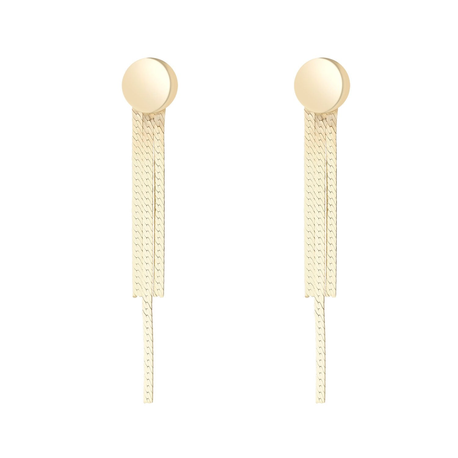 9ct Yellow Gold Button Tassel Drop Earrings