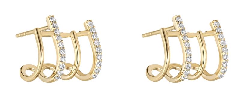 9ct Yellow Gold Cubic Zirconia Multi Stack Stud Earrings