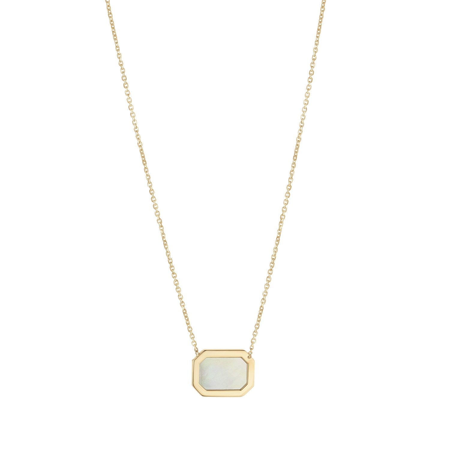 9ct Yellow Gold Mother of Pearl Rectangle Necklace