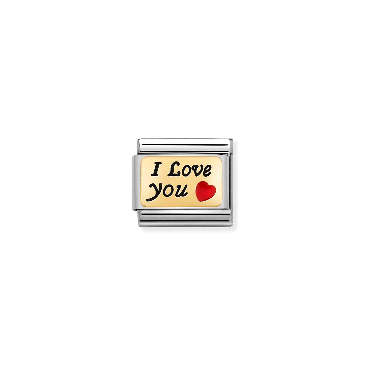Nomination Composable Classic I Love You Plate Charm - Stainless Steel & Yellow Gold with Enamel