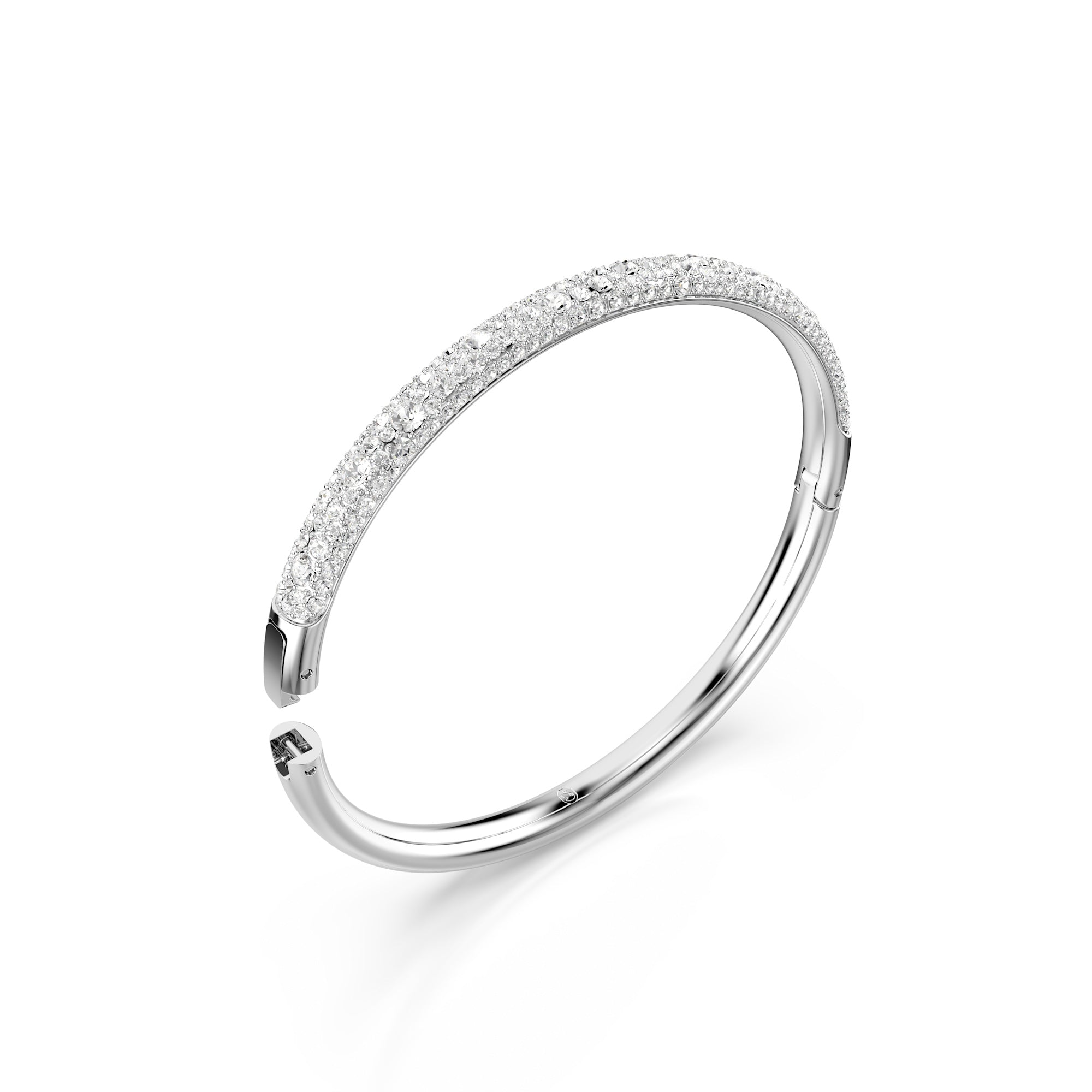 Swarovski Sublima Bangle - Rhodium Plated - White Crystals - M Bracelet