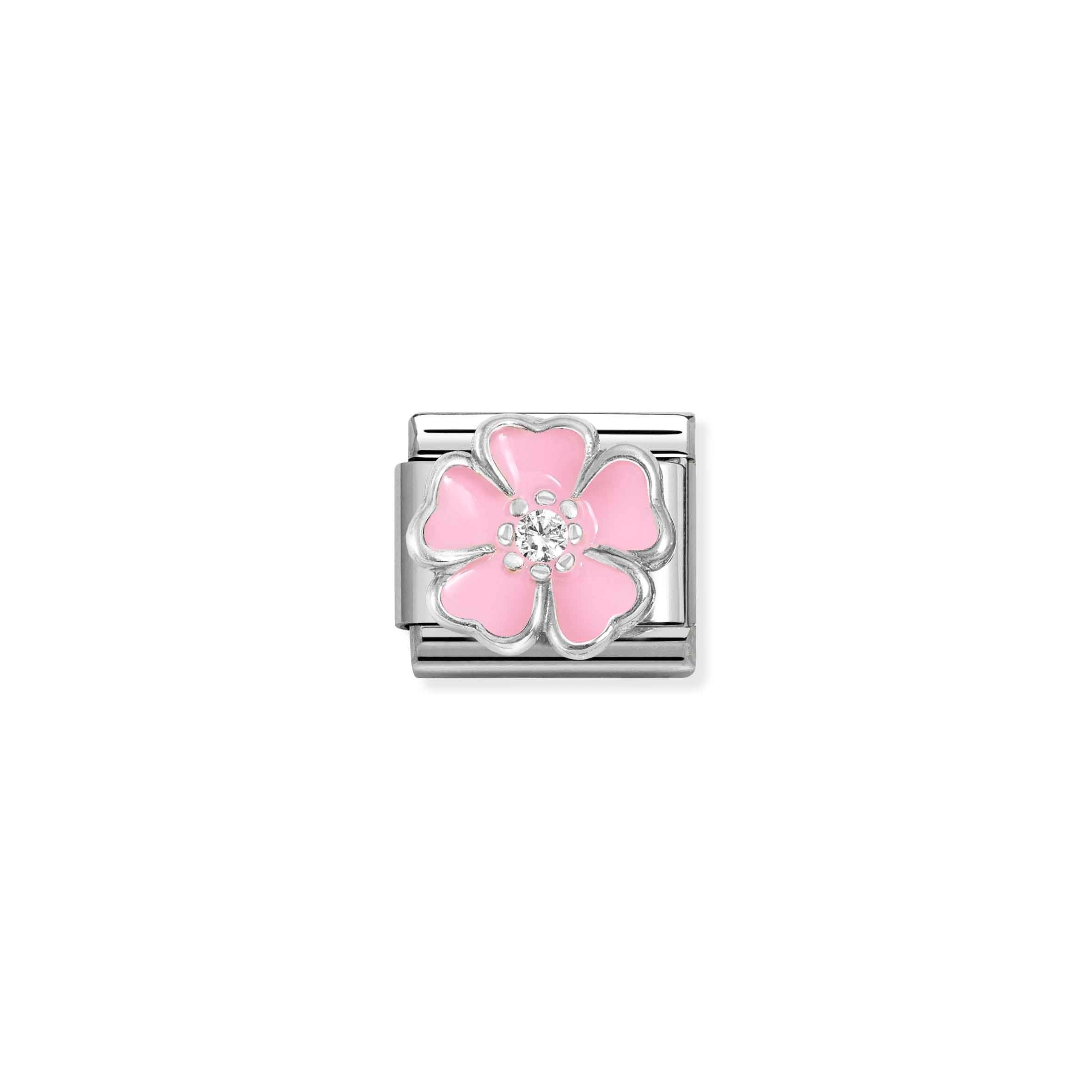 Nomination Composable Classic Pink Flower Charm with Cubic Zirconia