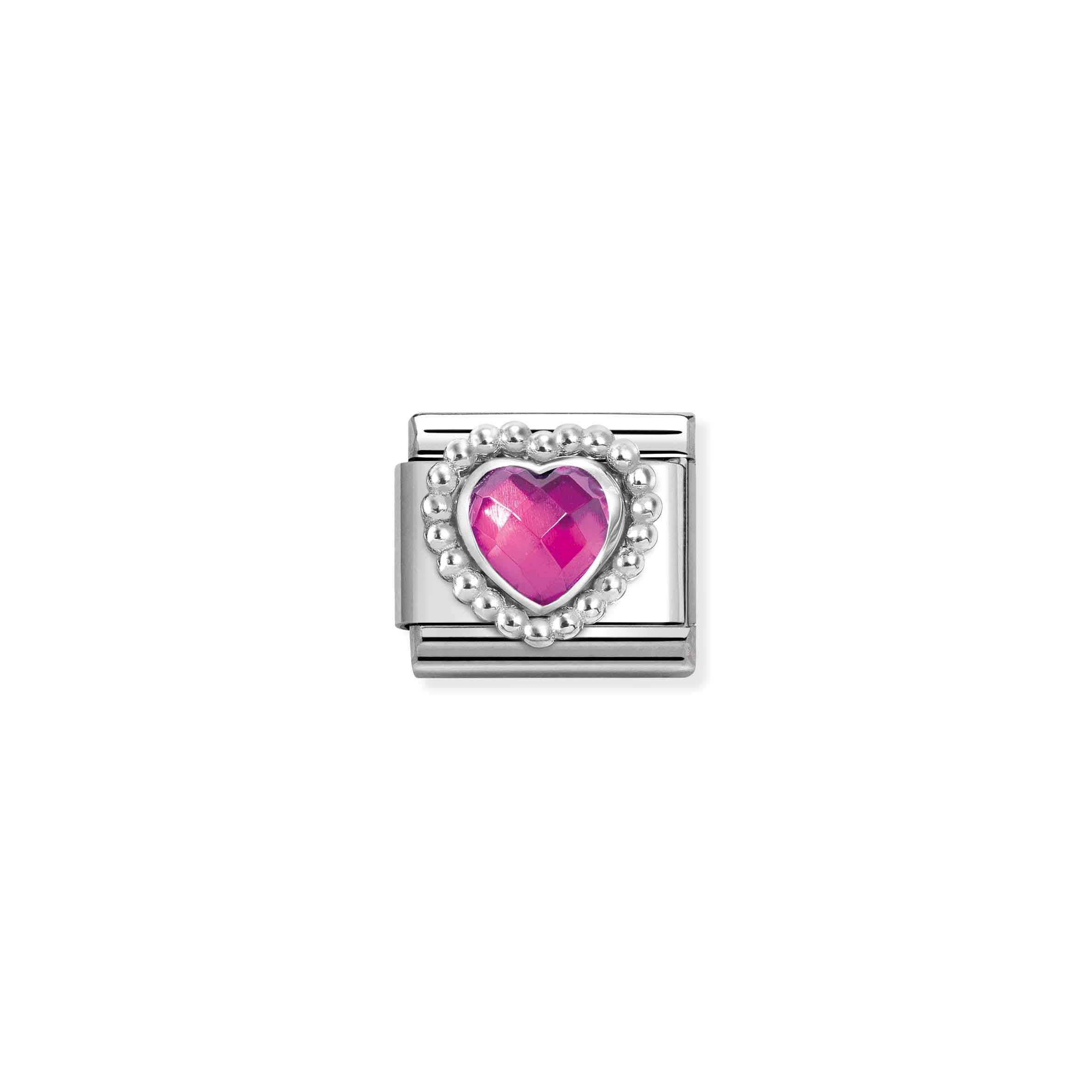 Nomination Composable Classic Fuchsia Heart Link with Faceted Stones