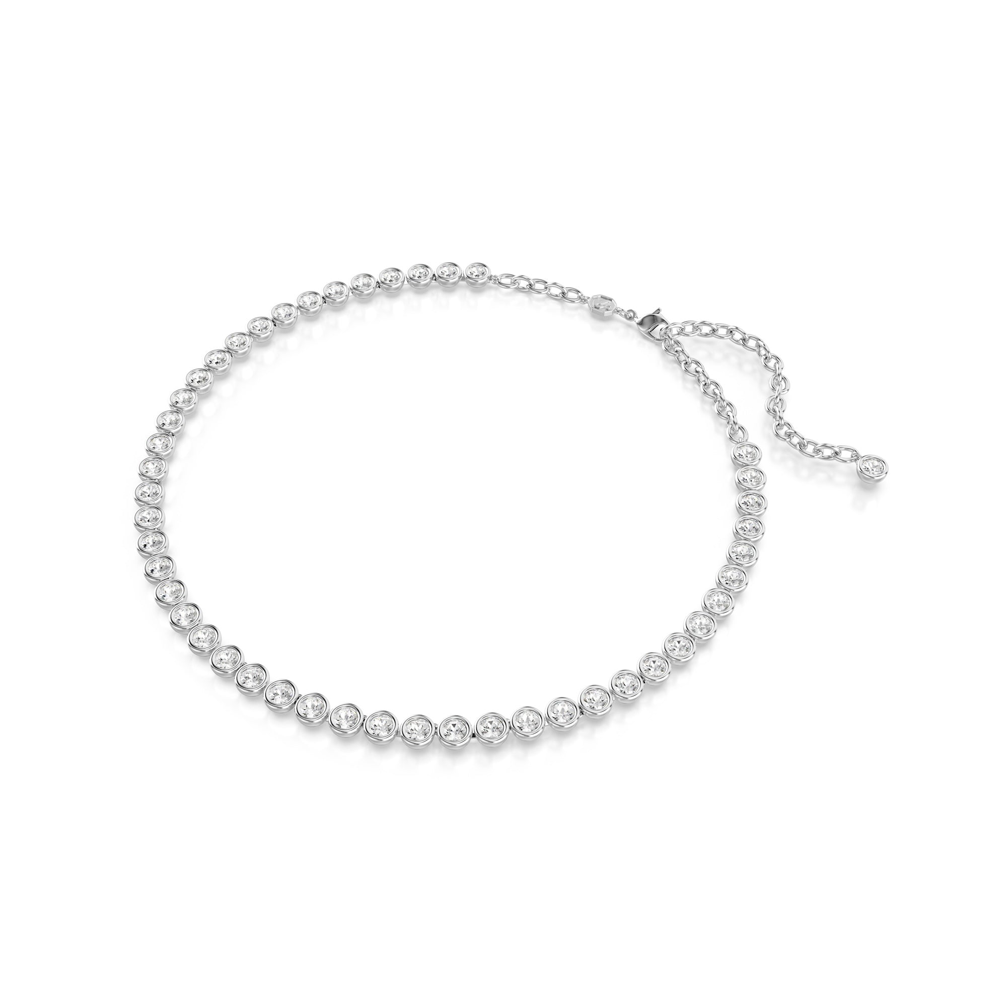 Swarovski Imber Tennis Necklace - Rhodium Plated - White Crystals